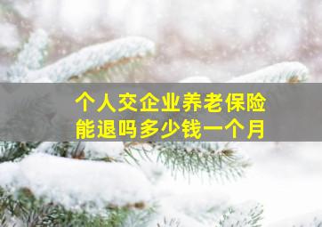 个人交企业养老保险能退吗多少钱一个月