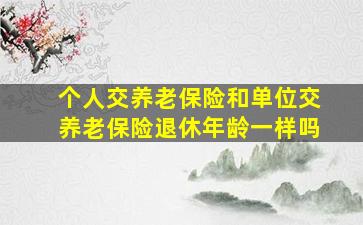 个人交养老保险和单位交养老保险退休年龄一样吗