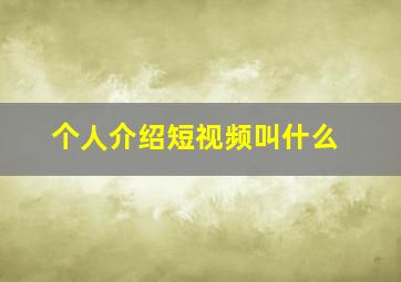 个人介绍短视频叫什么