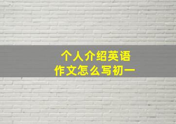 个人介绍英语作文怎么写初一