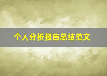 个人分析报告总结范文