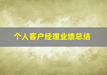 个人客户经理业绩总结