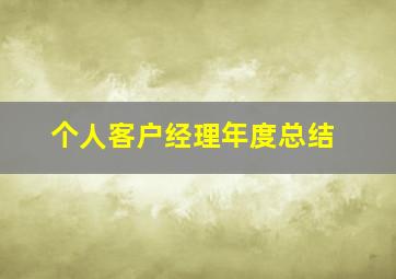 个人客户经理年度总结