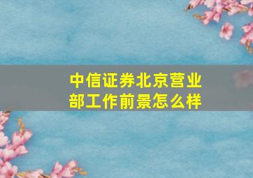 中信证券北京营业部工作前景怎么样