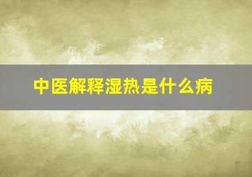 中医解释湿热是什么病