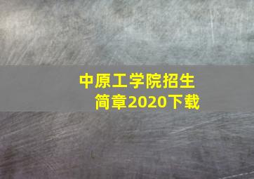 中原工学院招生简章2020下载