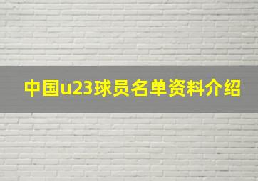 中国u23球员名单资料介绍