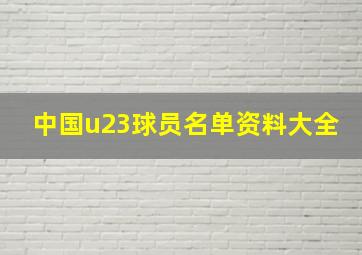 中国u23球员名单资料大全