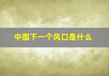 中国下一个风口是什么