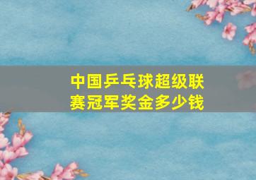 中国乒乓球超级联赛冠军奖金多少钱