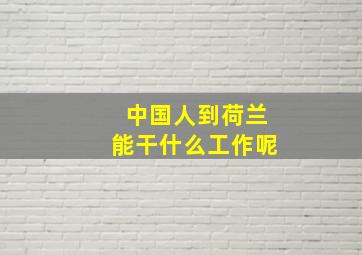 中国人到荷兰能干什么工作呢