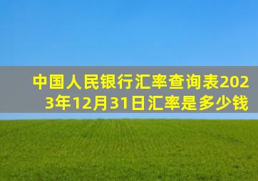 中国人民银行汇率查询表2023年12月31日汇率是多少钱