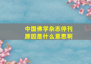 中国佛学杂志停刊原因是什么意思啊