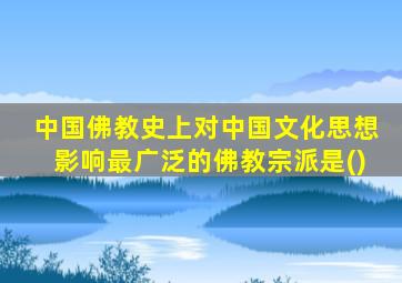 中国佛教史上对中国文化思想影响最广泛的佛教宗派是()