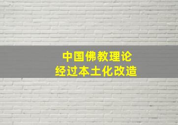 中国佛教理论经过本土化改造