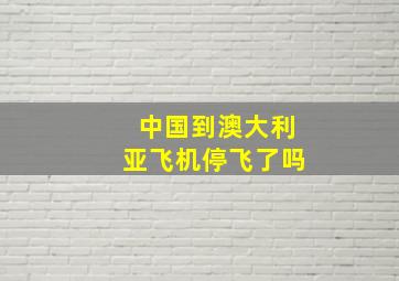 中国到澳大利亚飞机停飞了吗