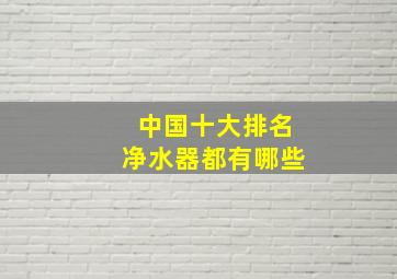 中国十大排名净水器都有哪些