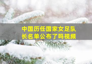 中国历任国家女足队长名单公布了吗视频