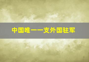 中国唯一一支外国驻军