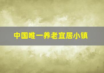 中国唯一养老宜居小镇