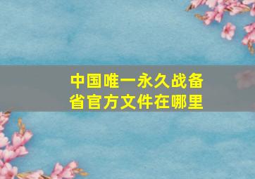 中国唯一永久战备省官方文件在哪里