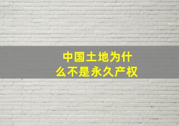 中国土地为什么不是永久产权