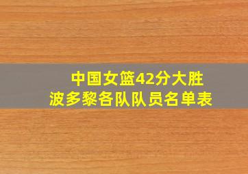 中国女篮42分大胜波多黎各队队员名单表