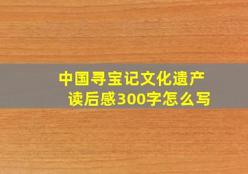 中国寻宝记文化遗产读后感300字怎么写