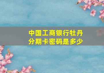 中国工商银行牡丹分期卡密码是多少