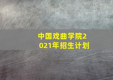 中国戏曲学院2021年招生计划