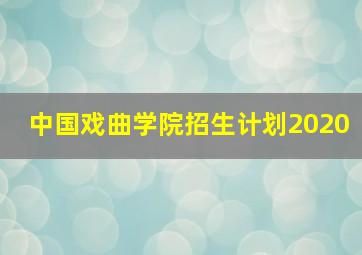 中国戏曲学院招生计划2020