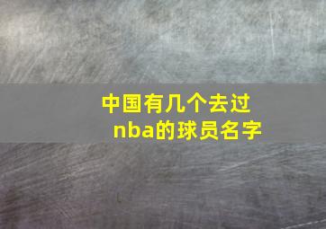 中国有几个去过nba的球员名字