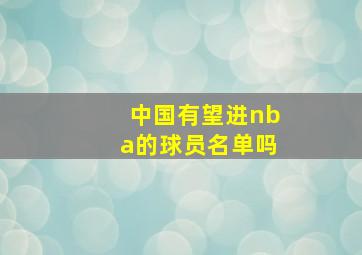 中国有望进nba的球员名单吗