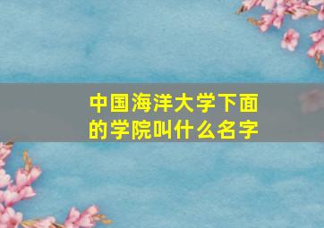 中国海洋大学下面的学院叫什么名字