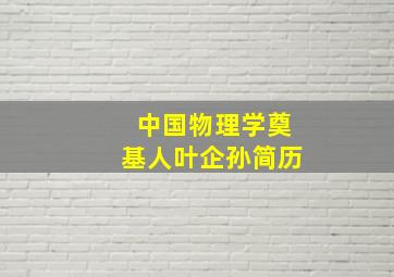 中国物理学奠基人叶企孙简历