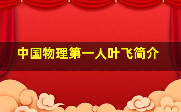 中国物理第一人叶飞简介