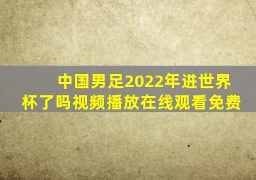 中国男足2022年进世界杯了吗视频播放在线观看免费