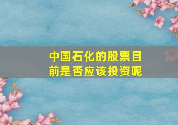 中国石化的股票目前是否应该投资呢