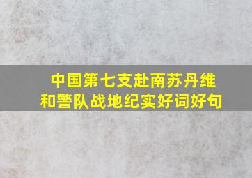 中国第七支赴南苏丹维和警队战地纪实好词好句