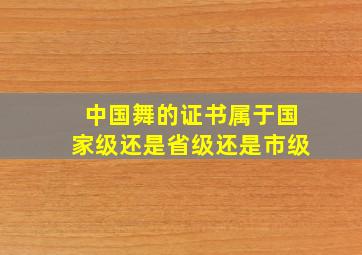 中国舞的证书属于国家级还是省级还是市级