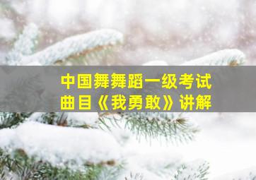 中国舞舞蹈一级考试曲目《我勇敢》讲解