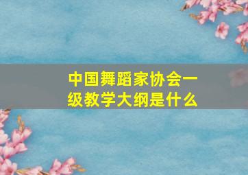 中国舞蹈家协会一级教学大纲是什么