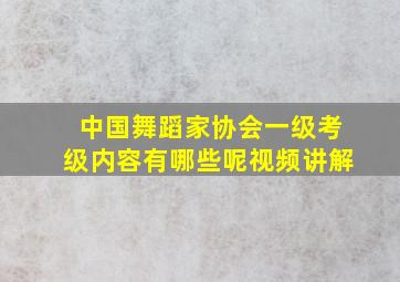 中国舞蹈家协会一级考级内容有哪些呢视频讲解