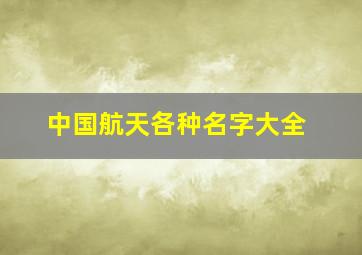 中国航天各种名字大全