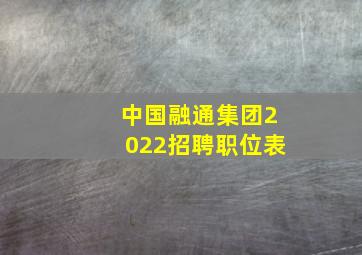 中国融通集团2022招聘职位表