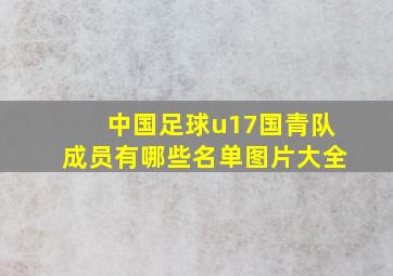 中国足球u17国青队成员有哪些名单图片大全