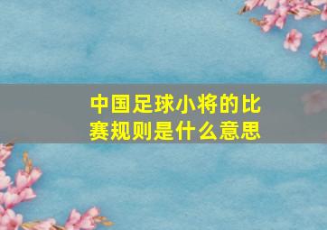 中国足球小将的比赛规则是什么意思