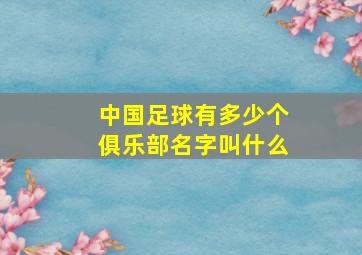 中国足球有多少个俱乐部名字叫什么