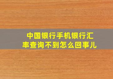 中国银行手机银行汇率查询不到怎么回事儿