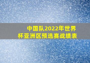 中国队2022年世界杯亚洲区预选赛战绩表